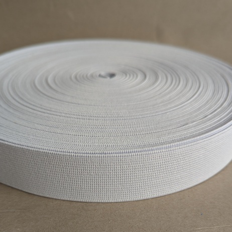 30mm white elastic, woven, calendered