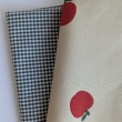 100% cotton, babycord, apples on a beige background