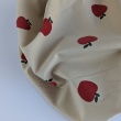 100% cotton, babycord, apples on a beige background