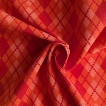 Single jersey, romby (argyle) czerwono-pomarańczowe
