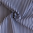 Cotton fabric with white and navy blue stripes, 4 mm wide