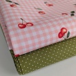 Waterproof fabric, Oxford, cherries on a salmon checkered background