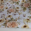Waterproof fabric, Oxford, tea roses on a white background
