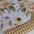 Waterproof fabric, Oxford, tea roses on a white background