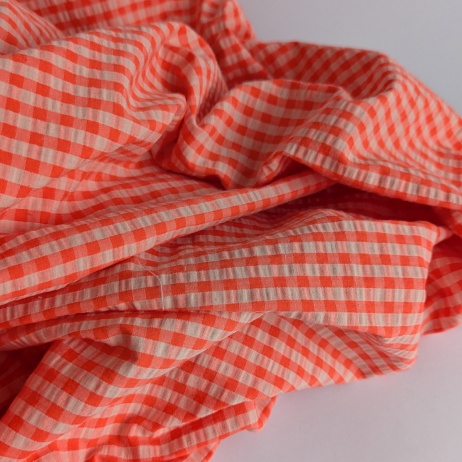 Seersucker kratka neonowy pomarańczowy