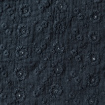 100% cotton, double gauze embroidered No.4 with flowers, black