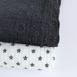 100% cotton, double gauze embroidered No.4 with flowers, black