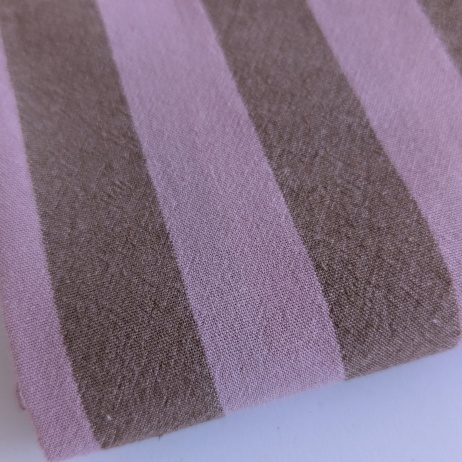 Double-sided 2cm stripes, 100% cotton, pink-beige