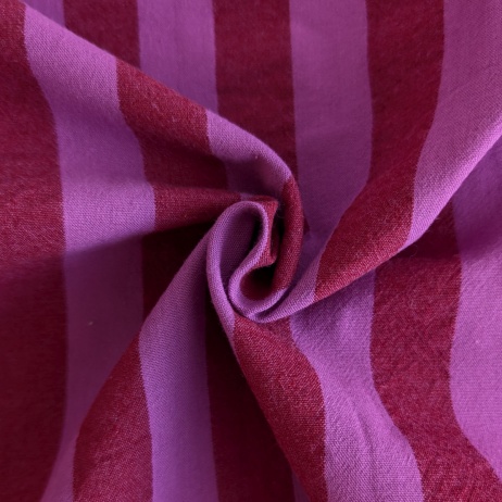 Double-sided 2cm stripes, 100% cotton, burgundy-cyclamen