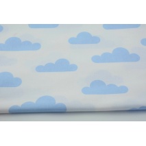 Cotton 100% blue clouds on a white background