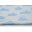 Cotton 100% blue clouds on a white background