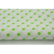Cotton 100% bright green 7mm dots on a white background