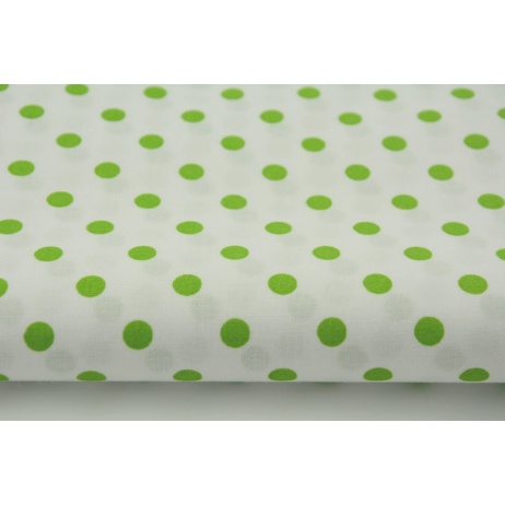 Cotton 100% green 7mm dots on a white background