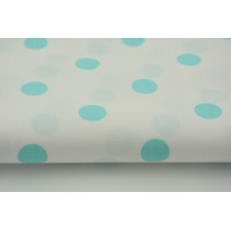 Cotton 100% turquoise polka dots 17mm on a white background