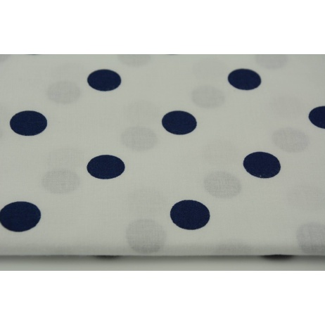 Cotton 100% navy polka dots 17mm on a white background
