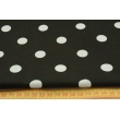 Cotton 100% polka dots 17mm on a black background