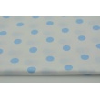 Cotton 100% blue polka dots 17mm on a white background