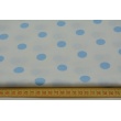 Cotton 100% blue polka dots 17mm on a white background