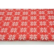 Cotton 100% white snowflake on a red background