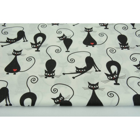 Cotton 100% black and white fit cats with red hearts on a white background