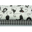 Cotton 100% black and white fit cats with red hearts on a white background