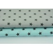 Cotton 100% dark gray stars on a turquoise background