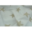 Cotton 100% big beige stars on a white background