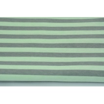 Knitwear 100% cotton 10mm gray stripes on a mint background