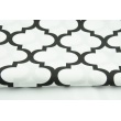Cotton 100% black moroccan trellis on a white background
