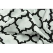 Cotton 100% black moroccan trellis on a white background