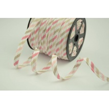 Cotton edging ribbon pink and beige stripes