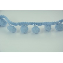 Light Blue ribbon 15mm pom poms (double thread)
