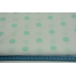 Cotton 100% mint polka dots 17mm on a white background