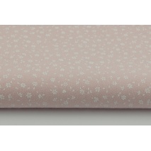 Cotton 100% white meadow on a powder pink color, small flowers