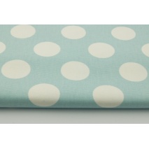 100% cotton HOME DECOR, HD large white polka dots on a minty turquoise background