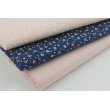 Cotton 100% white meadow on a navy background, small flowers