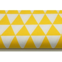 Cotton 100% yellow triangles on a wihite background