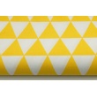 Bawełna 100% w żółte trójkąty na białym tle