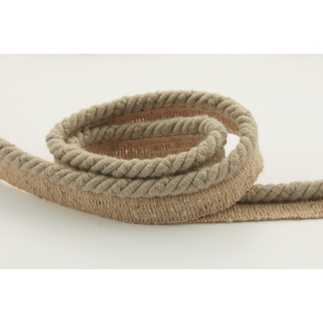 Dark beige 6mm Cotton Cord with ribbon