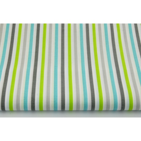 Cotton 100% gray-turquoise-lime stripes