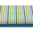 Cotton 100% gray-turquoise-lime stripes