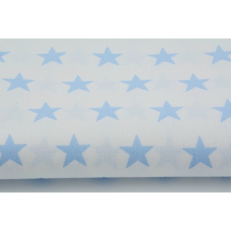 Cotton 100% blue stars 25mm on a white background