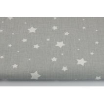 Cotton 100% white tiny stars on a gray background