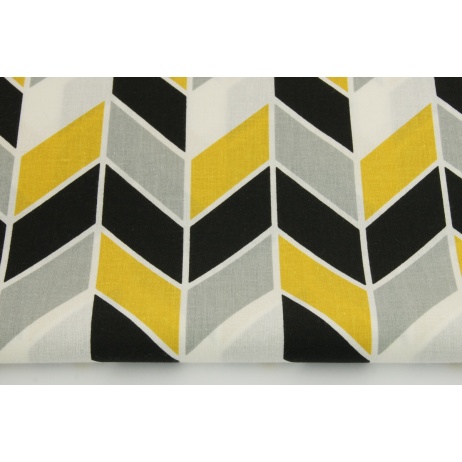 Cotton 100% geometric zigzag mustard and black