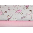 Cotton 100% pink dancers, ballerinas on a gray background