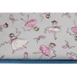 Cotton 100% pink dancers, ballerinas on a gray background