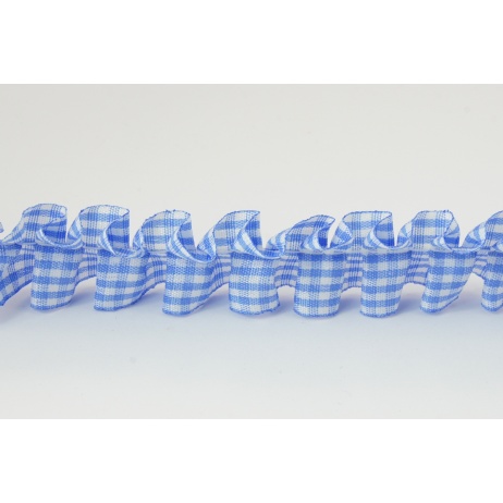 Ribbon frill dark blue check Ribbon frill dark blue check