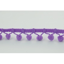 Lavender ribbon with small pom poms - double thread