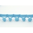 Blue ribbon with small pom poms - double thread